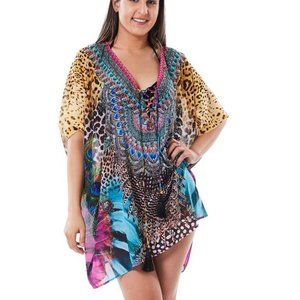 new RANEE'S kaftan kimono cover-up resort wear vacation beach BLING crystals